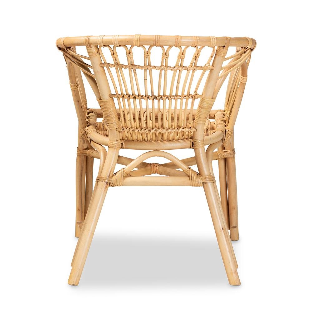 bali & pari Kaka Modern Bohemian Natural Brown Rattan Dining Chair. Picture 14