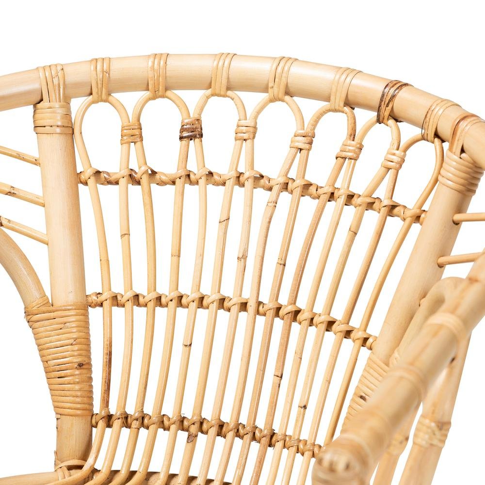 bali & pari Kaka Modern Bohemian Natural Brown Rattan Dining Chair. Picture 15