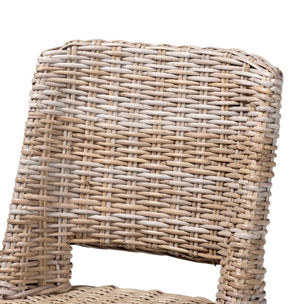 Bohemian Grey Rattan and Natural Brown Finished Wood Dining Chair. Picture 15