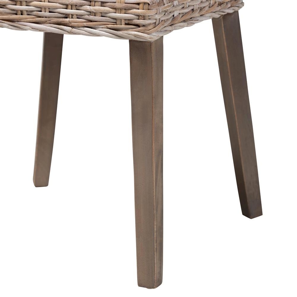 Bohemian Grey Rattan and Natural Brown Finished Wood Dining Chair. Picture 16