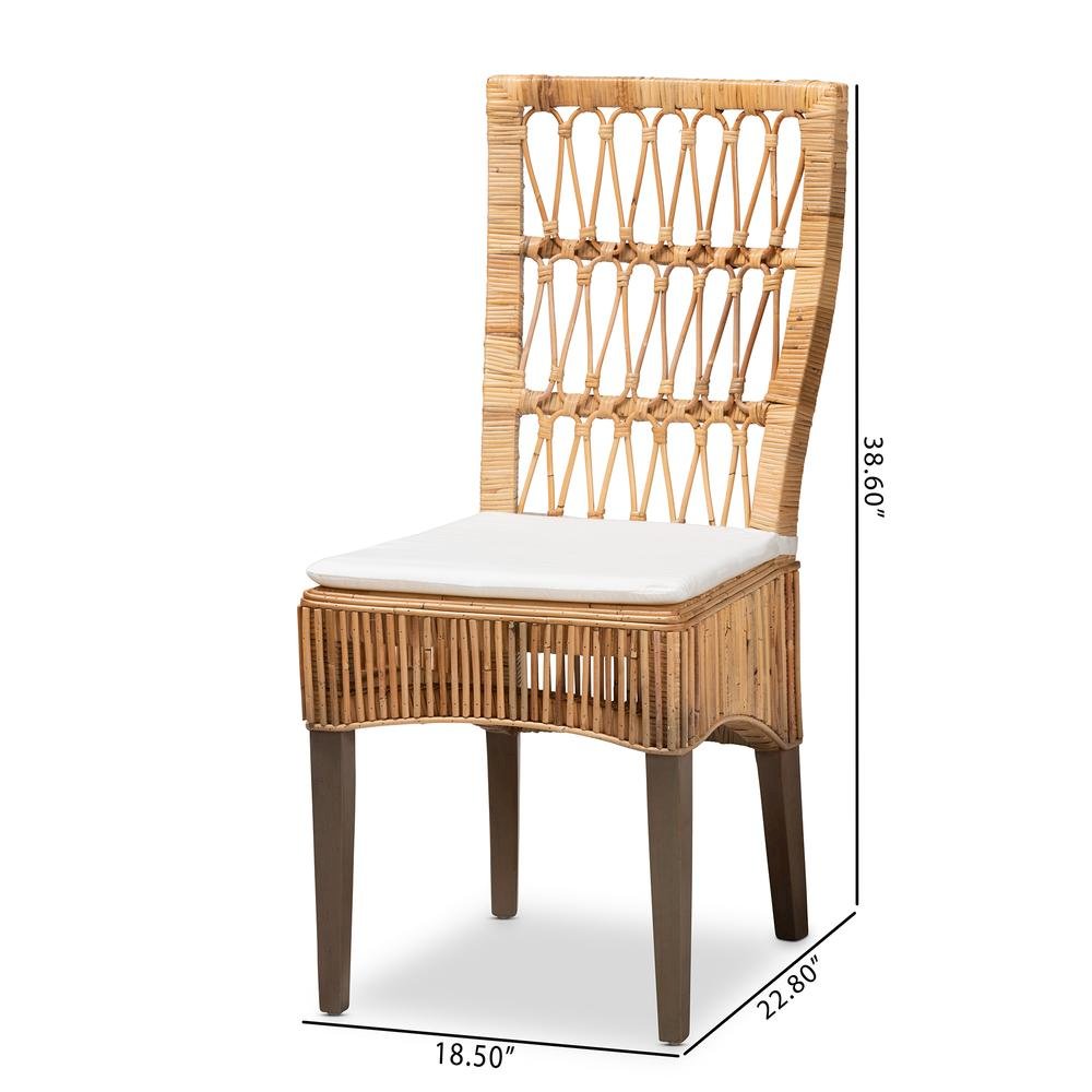 Bohemian Natural Brown Rattan 2-Piece Dining Chair Set. Picture 18