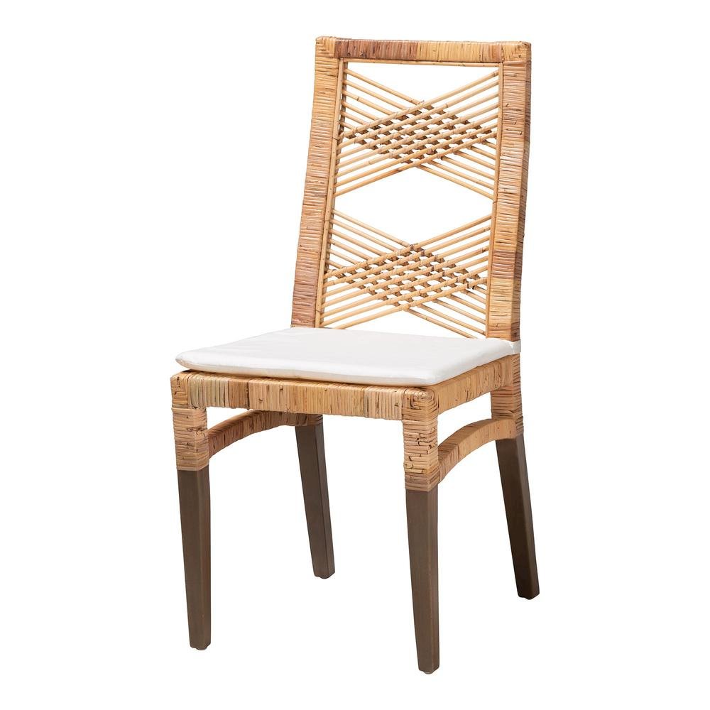 bali & pari Poltak Modern Bohemian Natural Brown Rattan Dining Chair. Picture 11