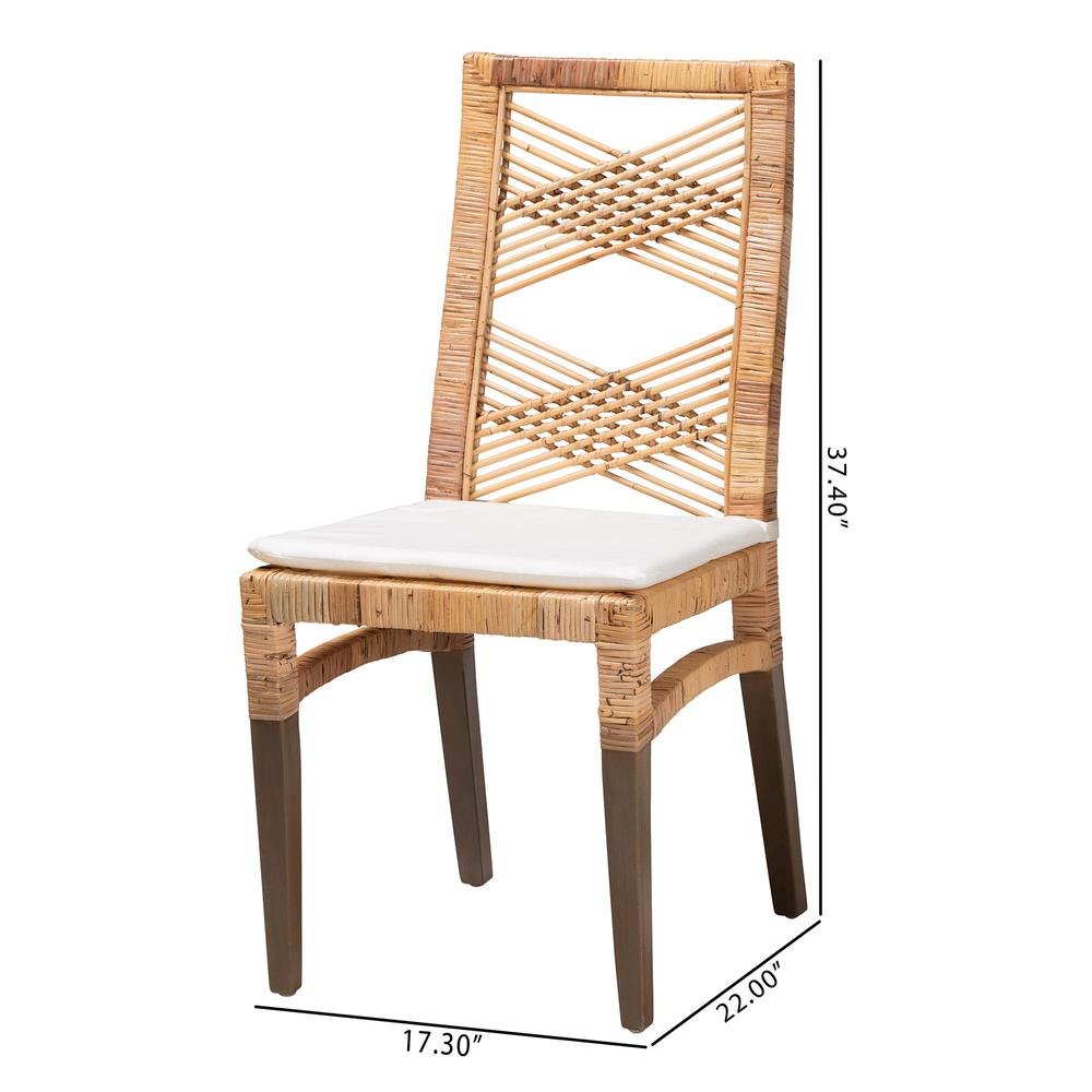 bali & pari Poltak Modern Bohemian Natural Brown Rattan Dining Chair. Picture 20