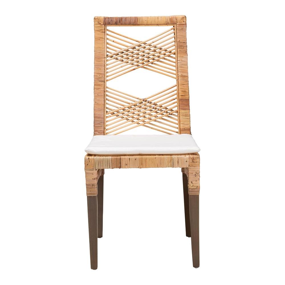 bali & pari Poltak Modern Bohemian Natural Brown Rattan Dining Chair. Picture 12
