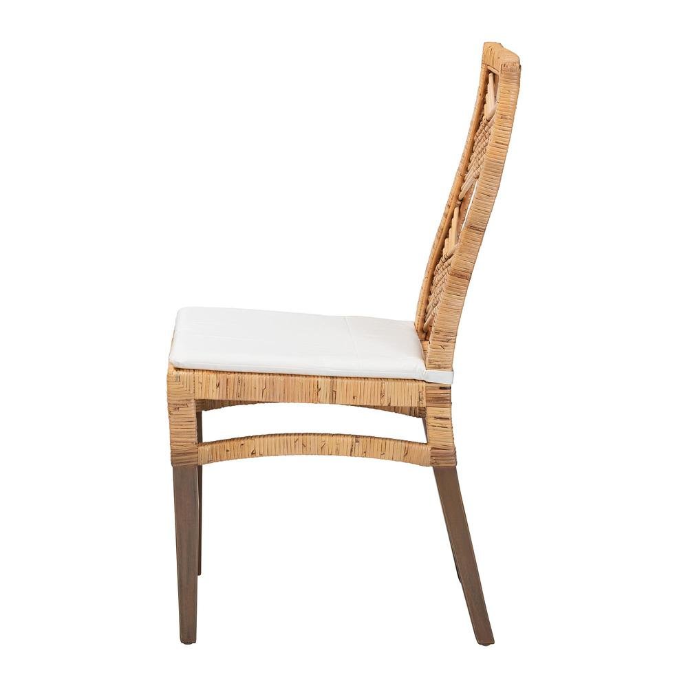 bali & pari Poltak Modern Bohemian Natural Brown Rattan Dining Chair. Picture 13