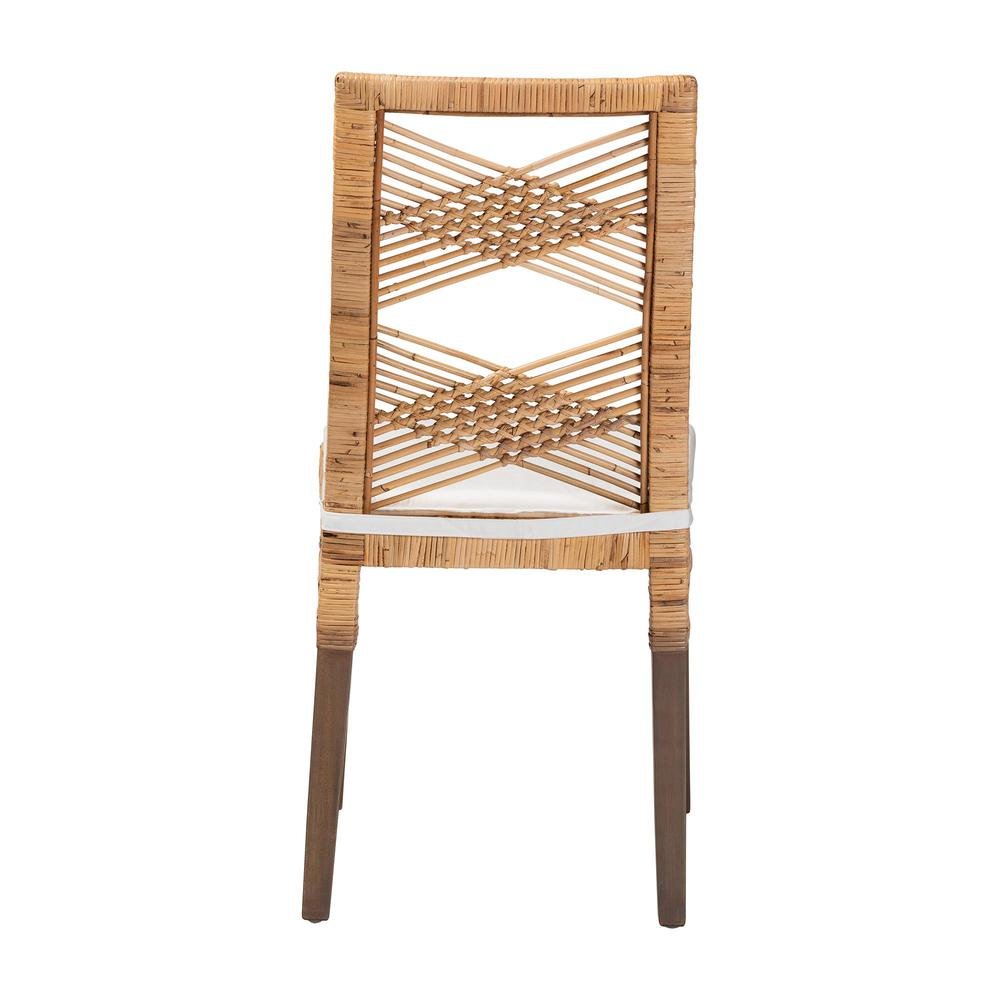 bali & pari Poltak Modern Bohemian Natural Brown Rattan Dining Chair. Picture 14