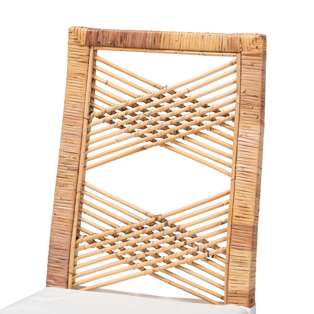 bali & pari Poltak Modern Bohemian Natural Brown Rattan Dining Chair. Picture 15