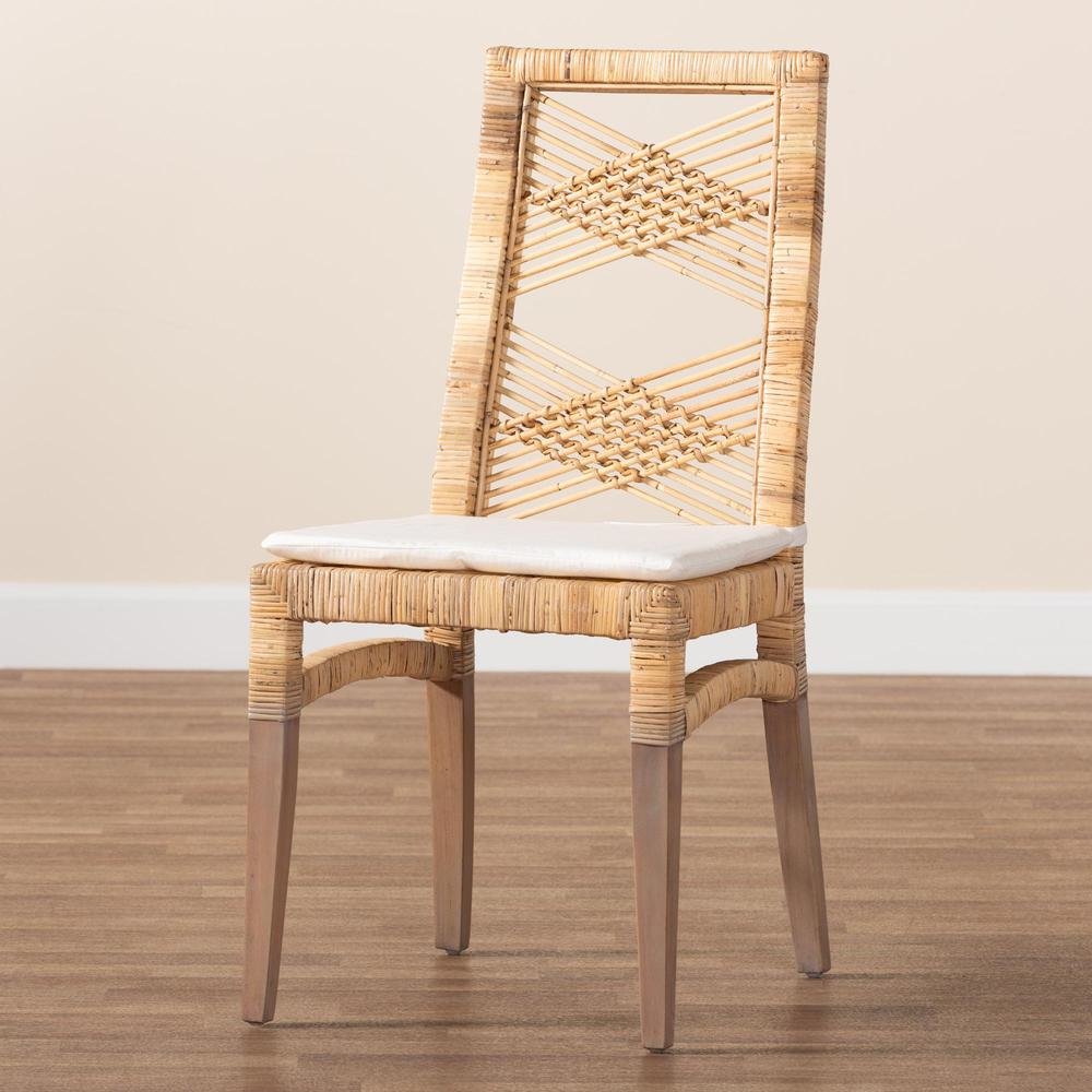 bali & pari Poltak Modern Bohemian Natural Brown Rattan Dining Chair. Picture 19