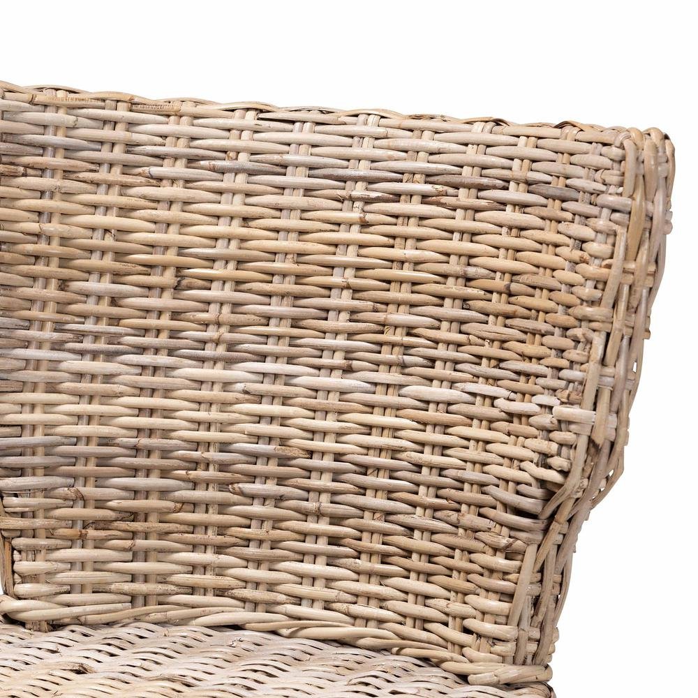 bali & pari Enver Modern Bohemian Grey Rattan and Brown Wood Dining Chair. Picture 15