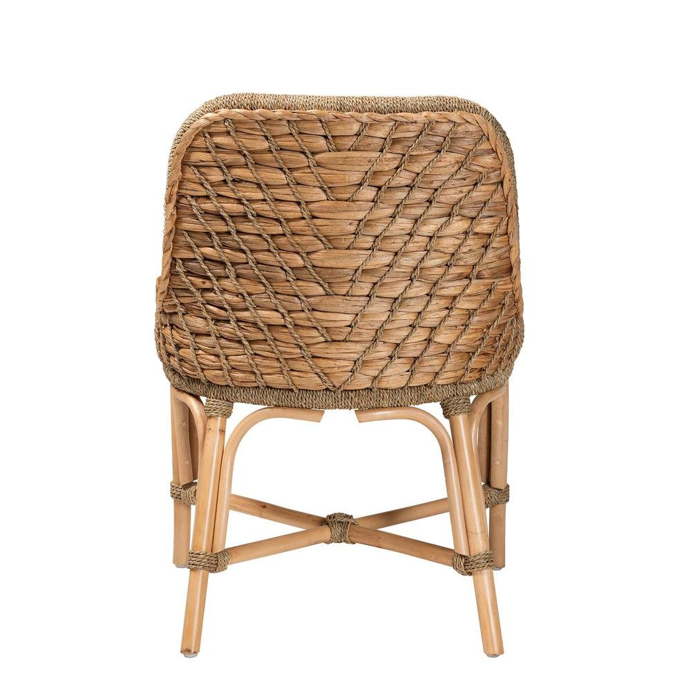 Bohemian Natural Brown Woven Rattan Dining Side Chair With Cushion. Picture 14
