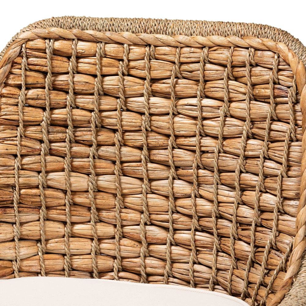 Bohemian Natural Brown Woven Rattan Dining Side Chair With Cushion. Picture 15