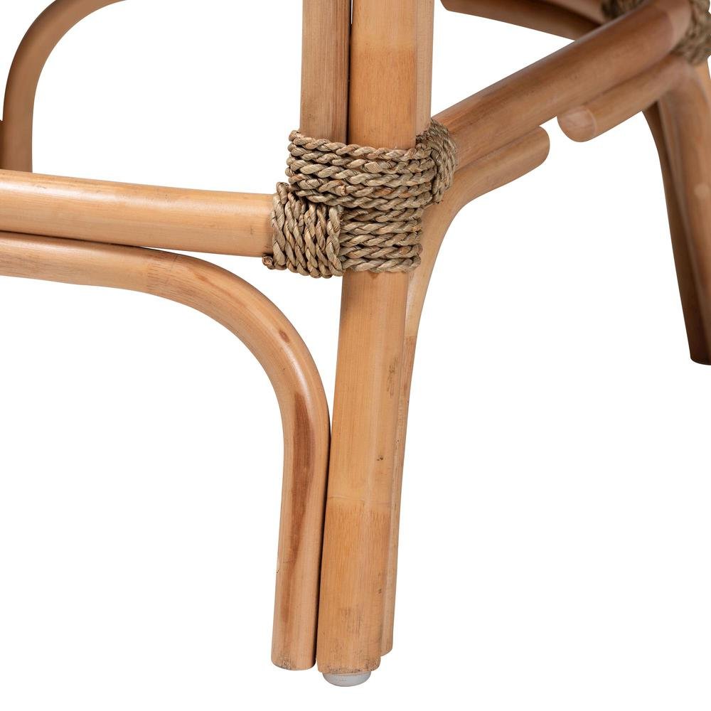 Bohemian Natural Brown Woven Rattan Counter Stool with Cushion. Picture 16
