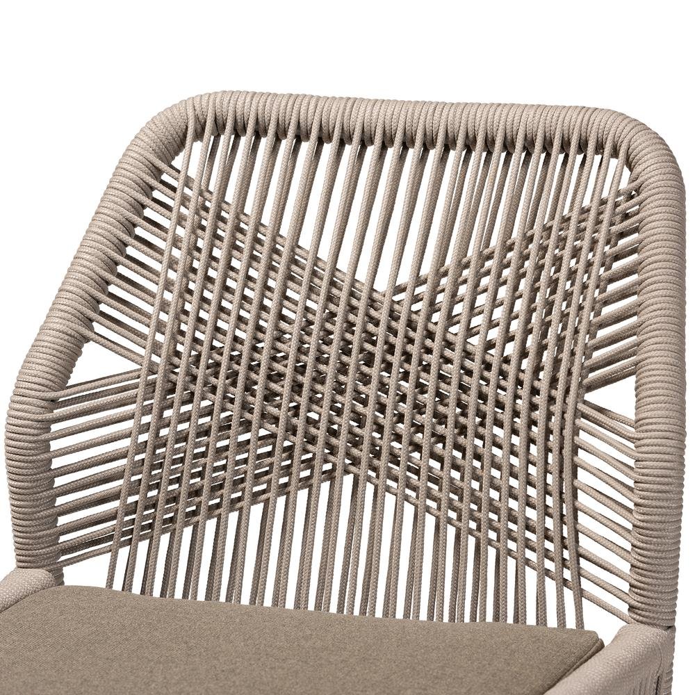 Jennifer Mid-Century Transitional Grey Woven Rope Mahogany Dining Side Chair. Picture 15