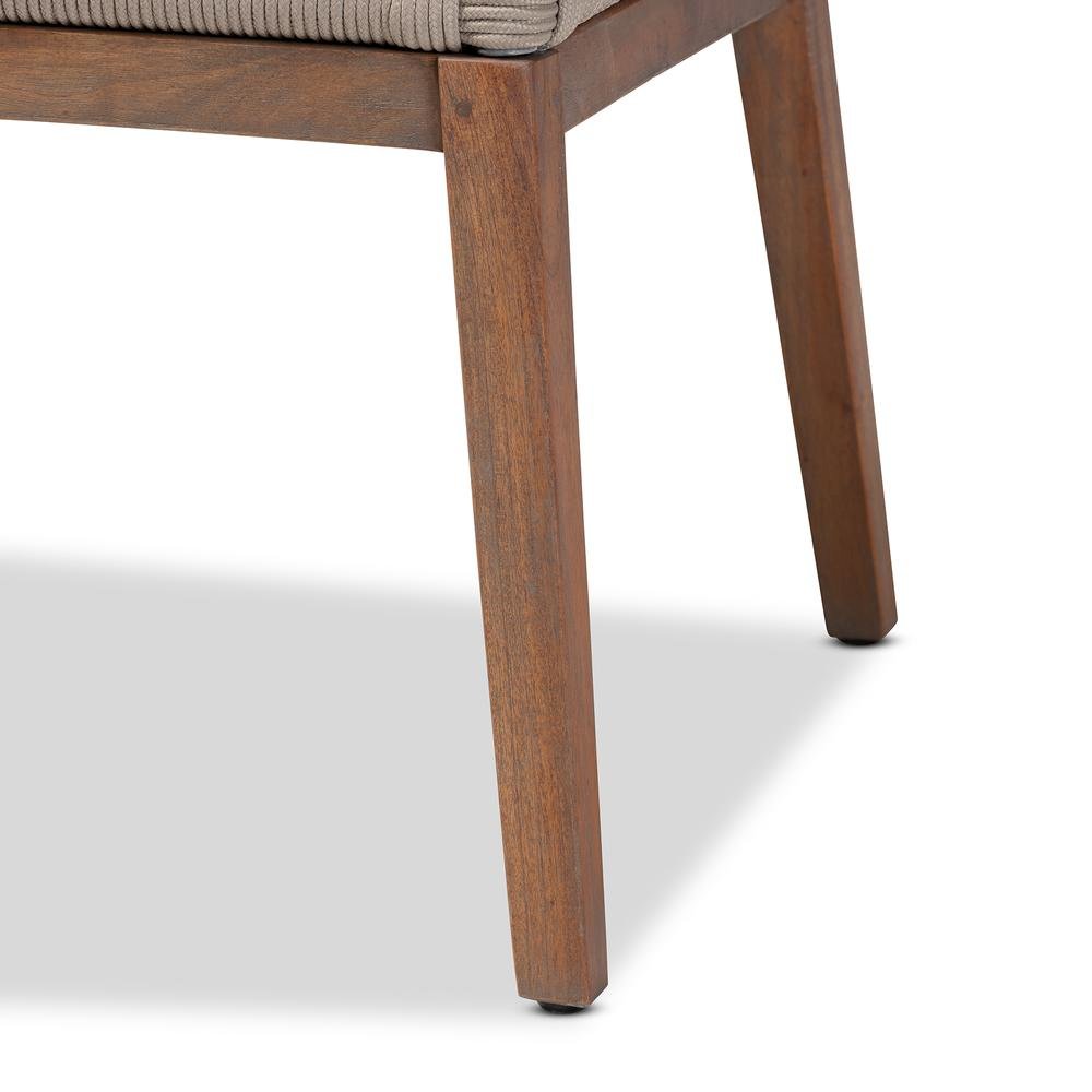 Jennifer Mid-Century Transitional Grey Woven Rope Mahogany Dining Side Chair. Picture 16