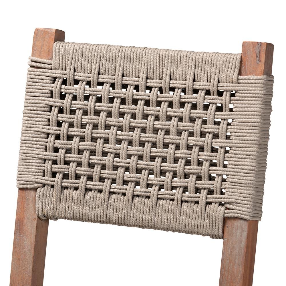 Mid-Century Transitional Grey Woven Rope Mahogany Counter Stool. Picture 15