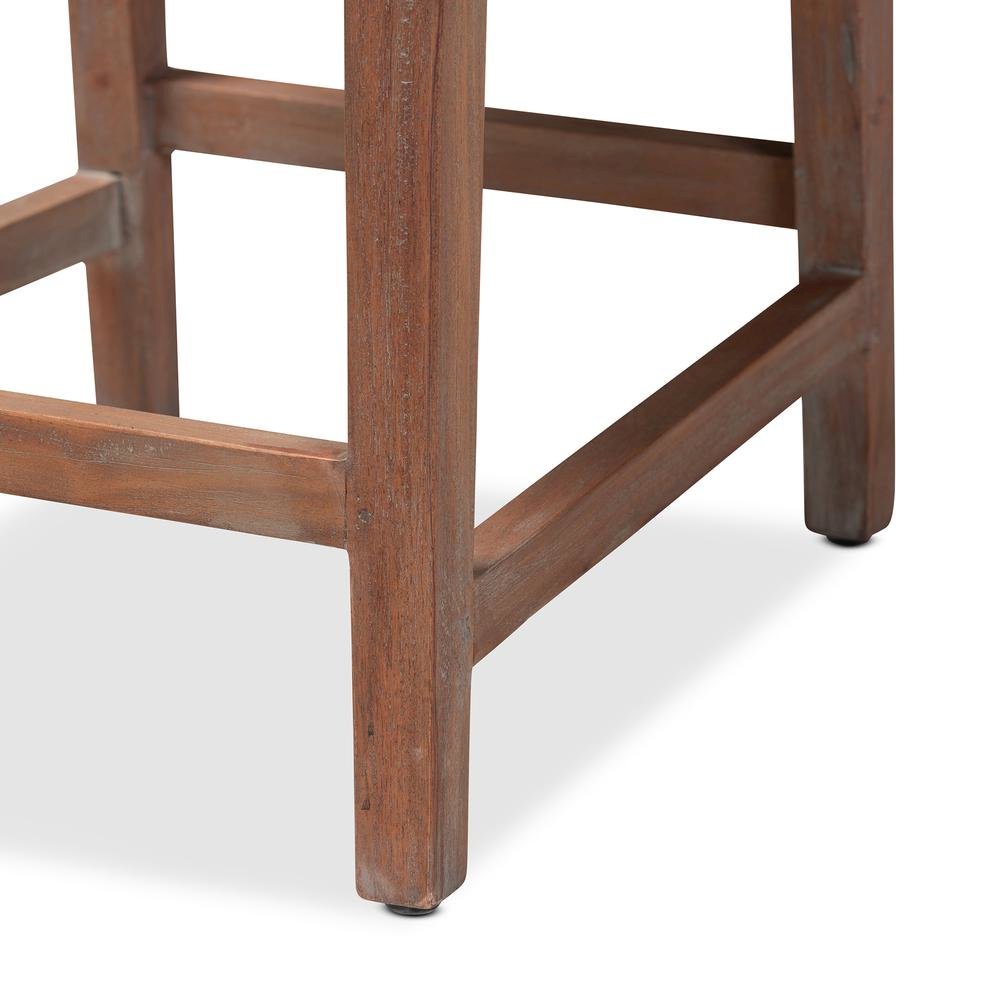 Mid-Century Transitional Grey Woven Rope Mahogany Counter Stool. Picture 16
