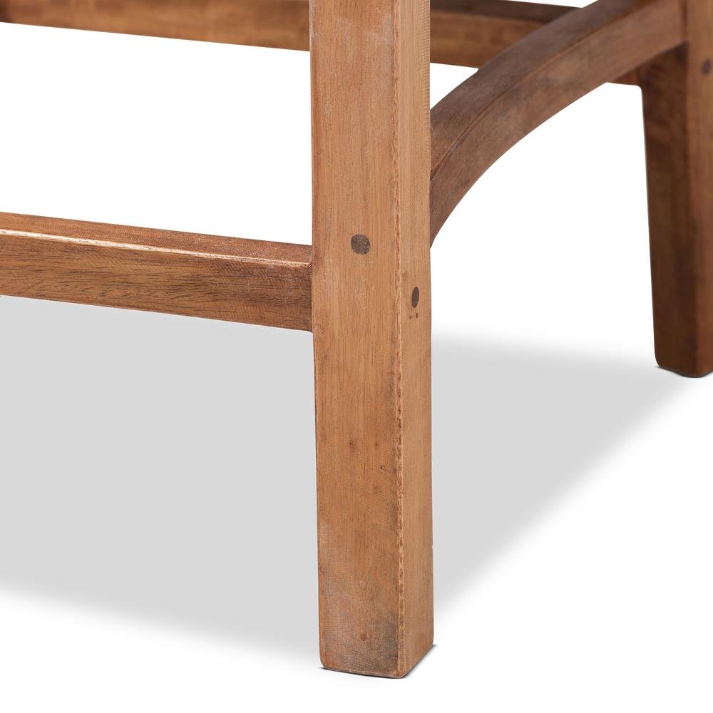 Walnut Brown Mahogany Wood and Natural Rattan Counter Stool. Picture 16