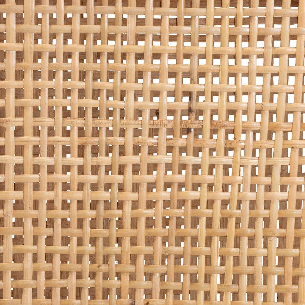 Walnut Brown Mahogany Wood and Natural Rattan Counter Stool. Picture 17