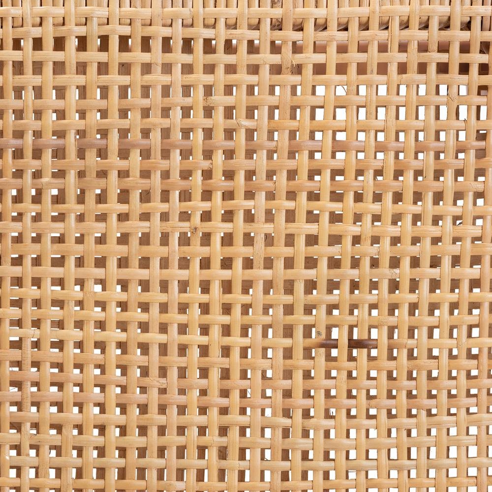 Walnut Brown Mahogany Wood and Natural Rattan Counter Stool. Picture 17