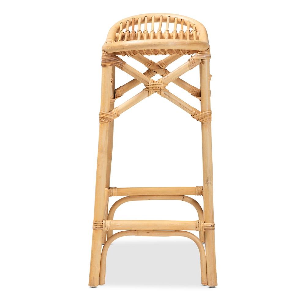bali & pari Elgon Modern Bohemian Natural Brown Rattan Counter Stool. Picture 12