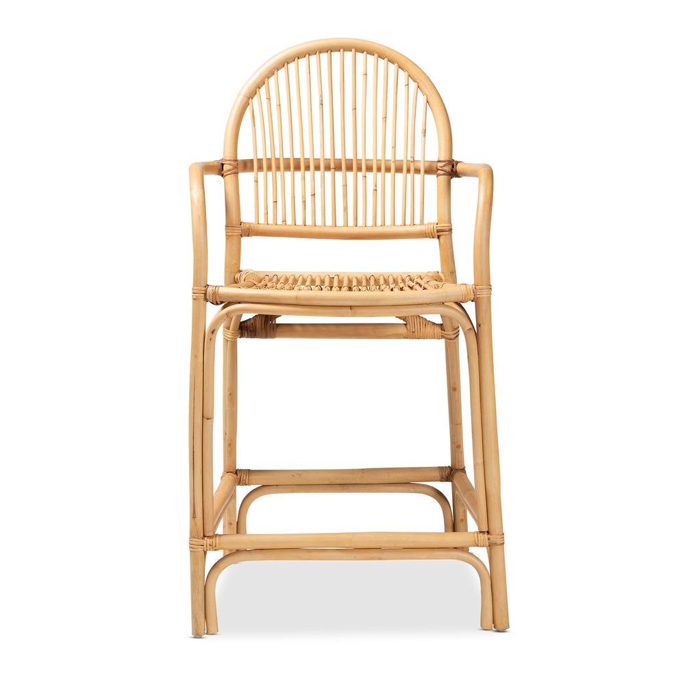 bali & pari Tugera Modern Bohemian Natural Brown Rattan Counter Stool. Picture 12