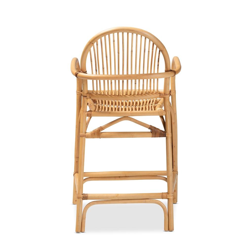 bali & pari Tugera Modern Bohemian Natural Brown Rattan Counter Stool. Picture 14