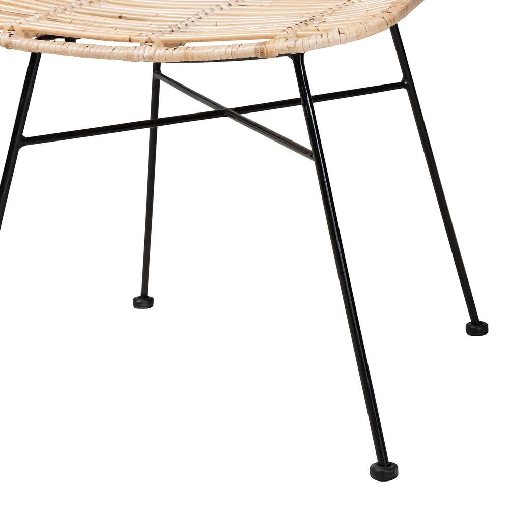 Bohemian Natural Brown Rattan and Black Metal 2-Piece Dining Chair Set. Picture 14