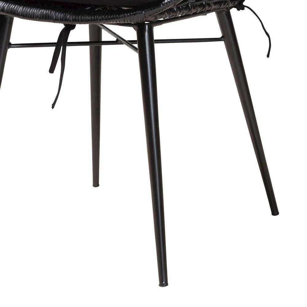 Aniceta Modern Bohemian Black Finished Wood and Rattan 7-Piece Dining Set. Picture 20