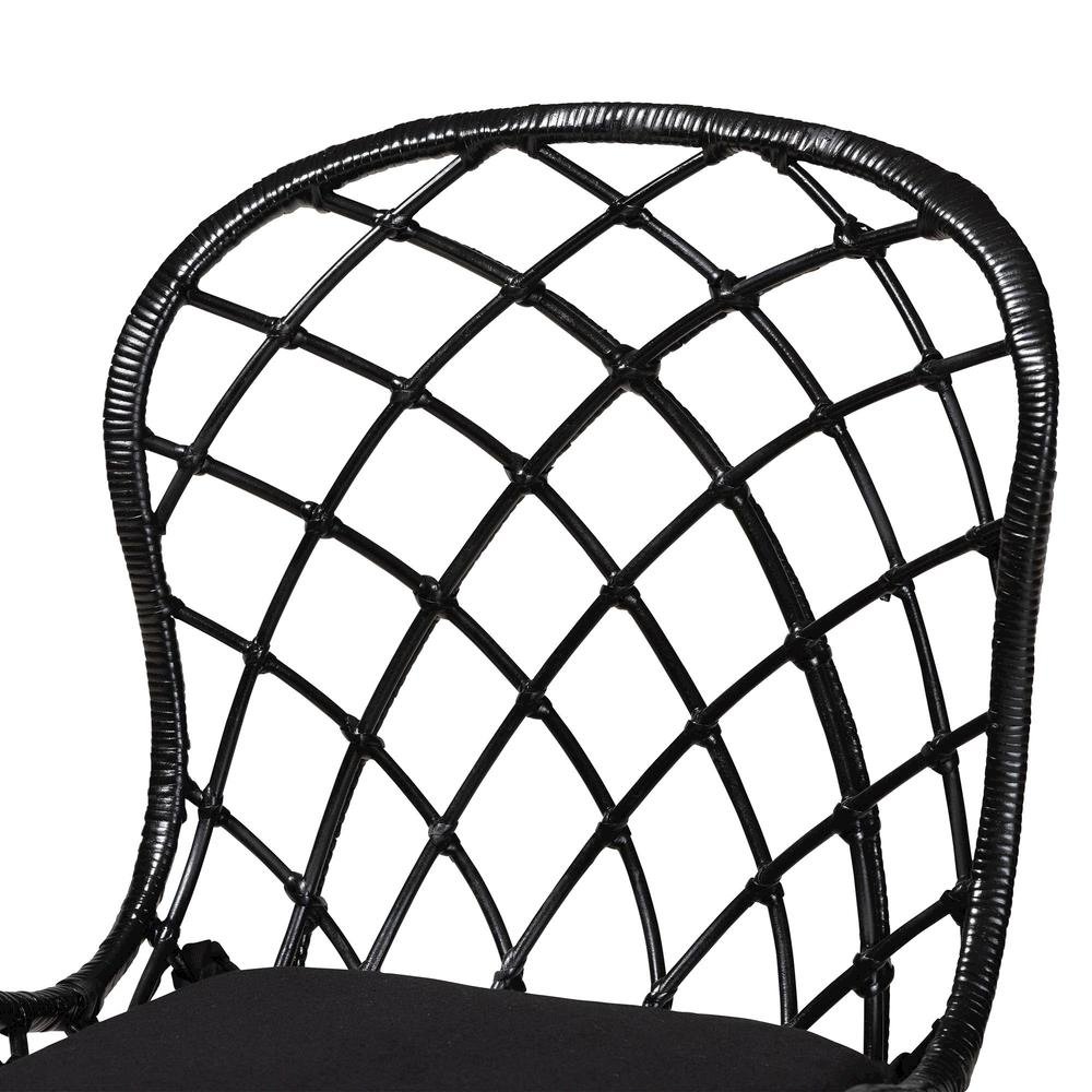 Sabelle Modern Bohemian Black Finished Wood and Rattan 5-Piece Dining Set. Picture 15