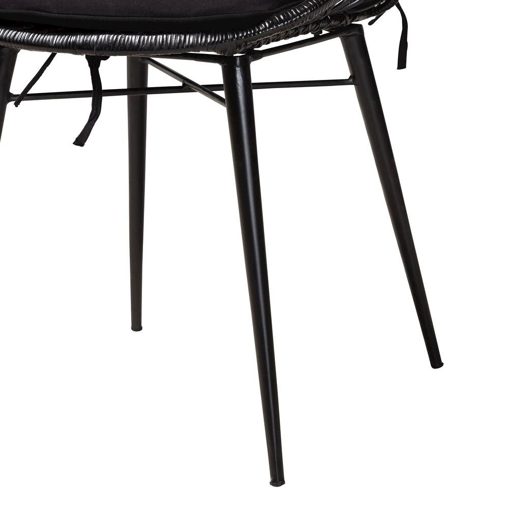 Sabelle Modern Bohemian Black Finished Wood and Rattan 5-Piece Dining Set. Picture 16