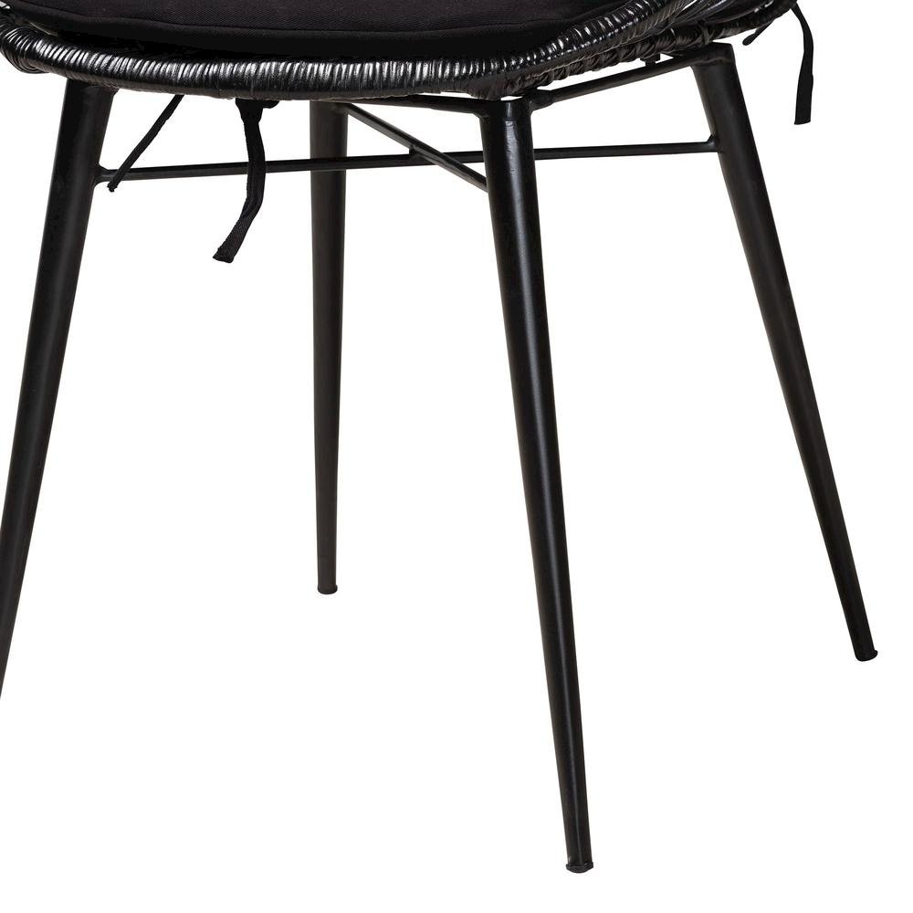 Bohemian Black Finished Rattan and Metal 2-Piece Dining Chair Set. Picture 14