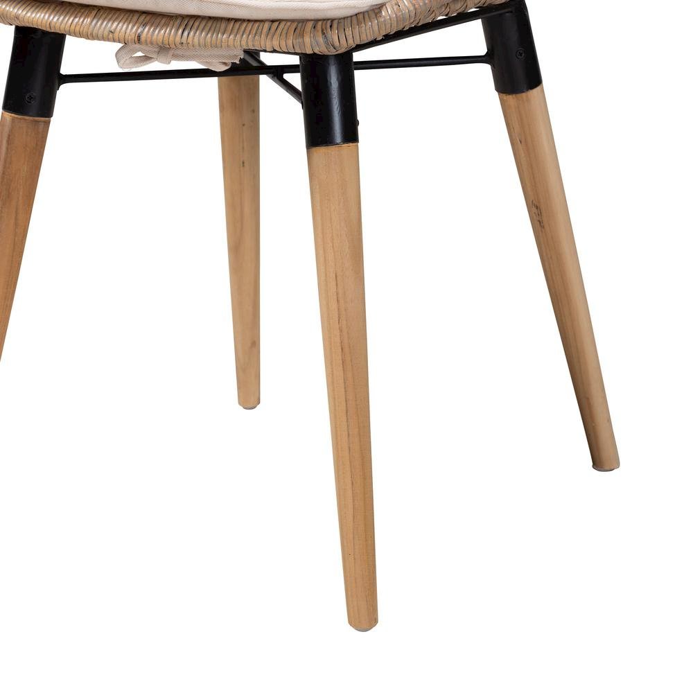 Bohemian Greywashed Rattan and Natural Brown Finished Wood 5-Piece Dining Set. Picture 16