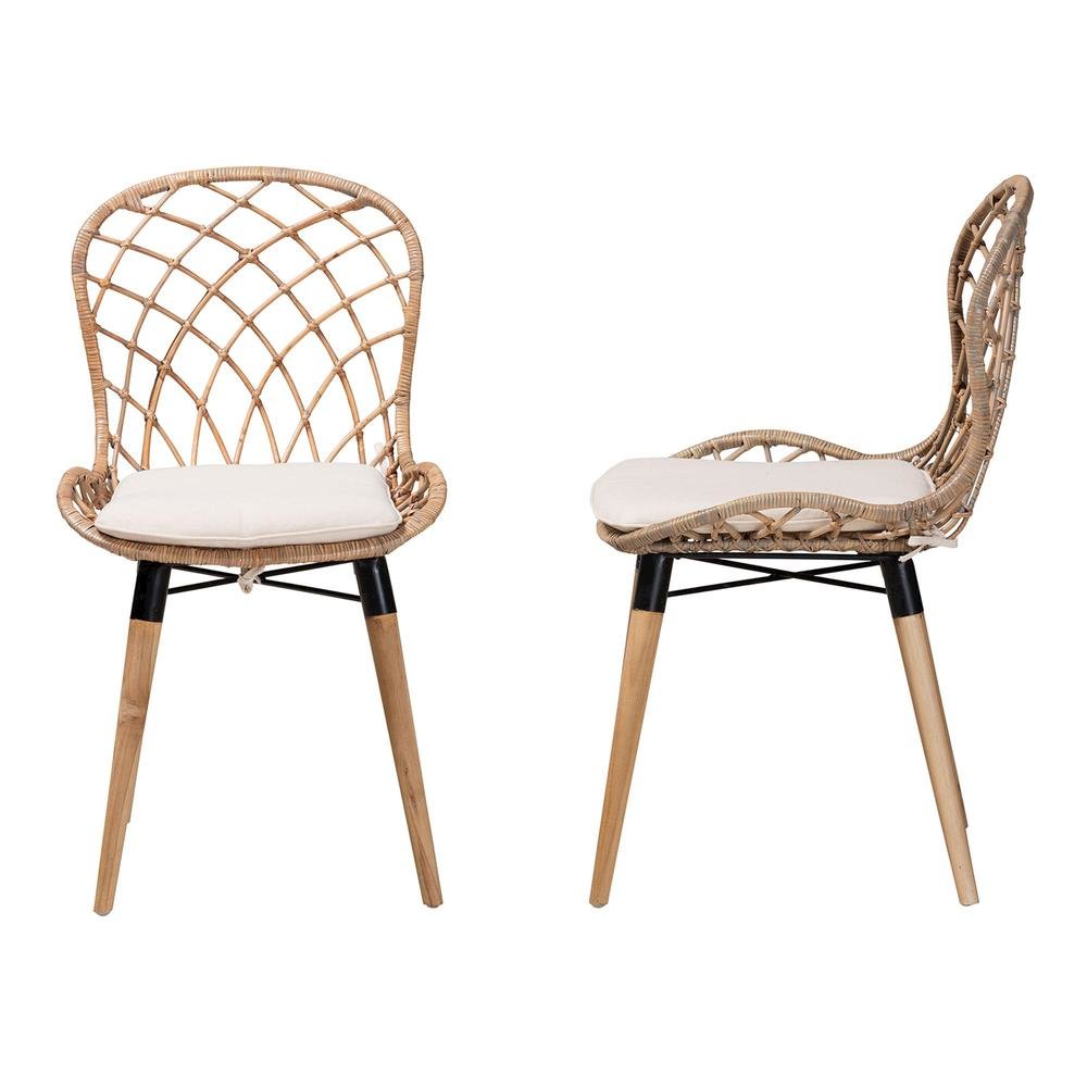 Greywashed Rattan 2-Piece Dining Chair Set. Picture 12