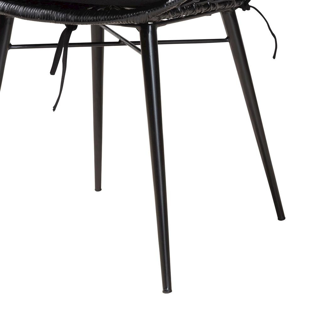 Bohemian Black Finished Rattan and Metal 2-Piece Dining Chair Set. Picture 14