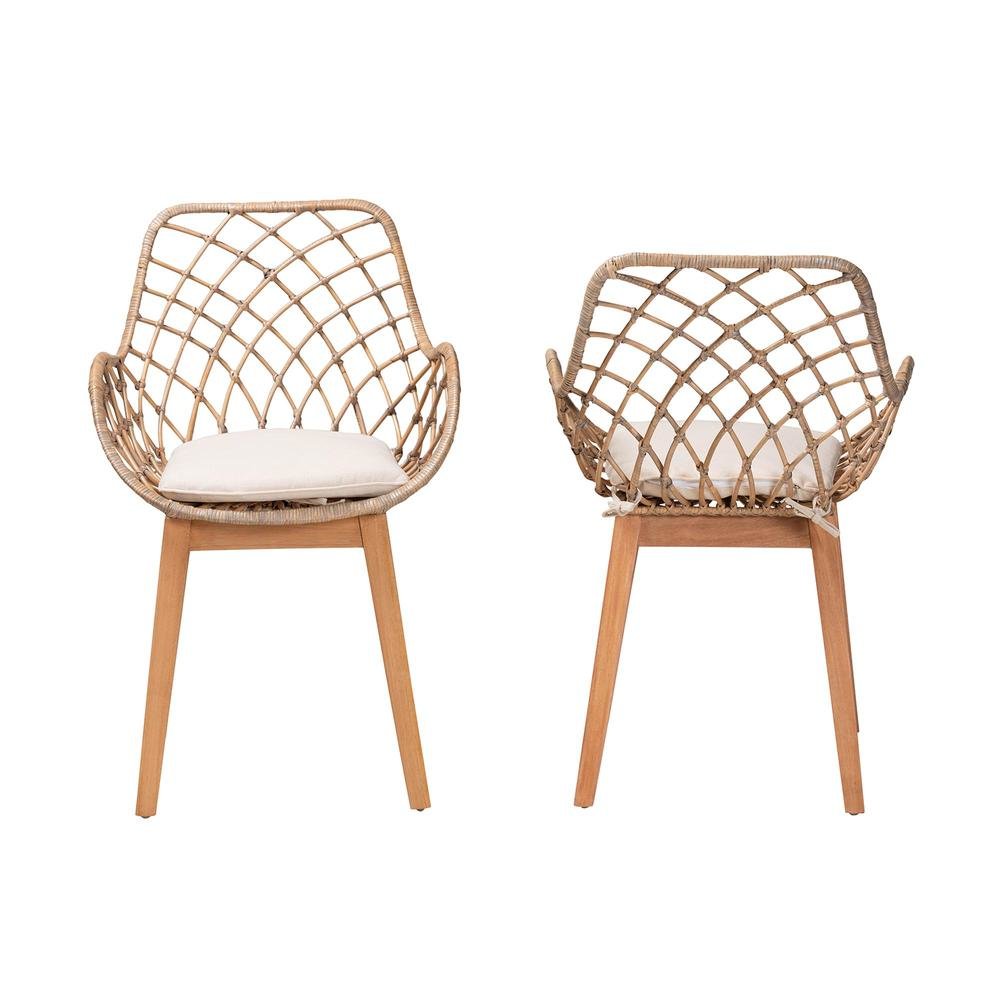 Natural Brown Finished Wood 2-Piece Dining Chair Set. Picture 11