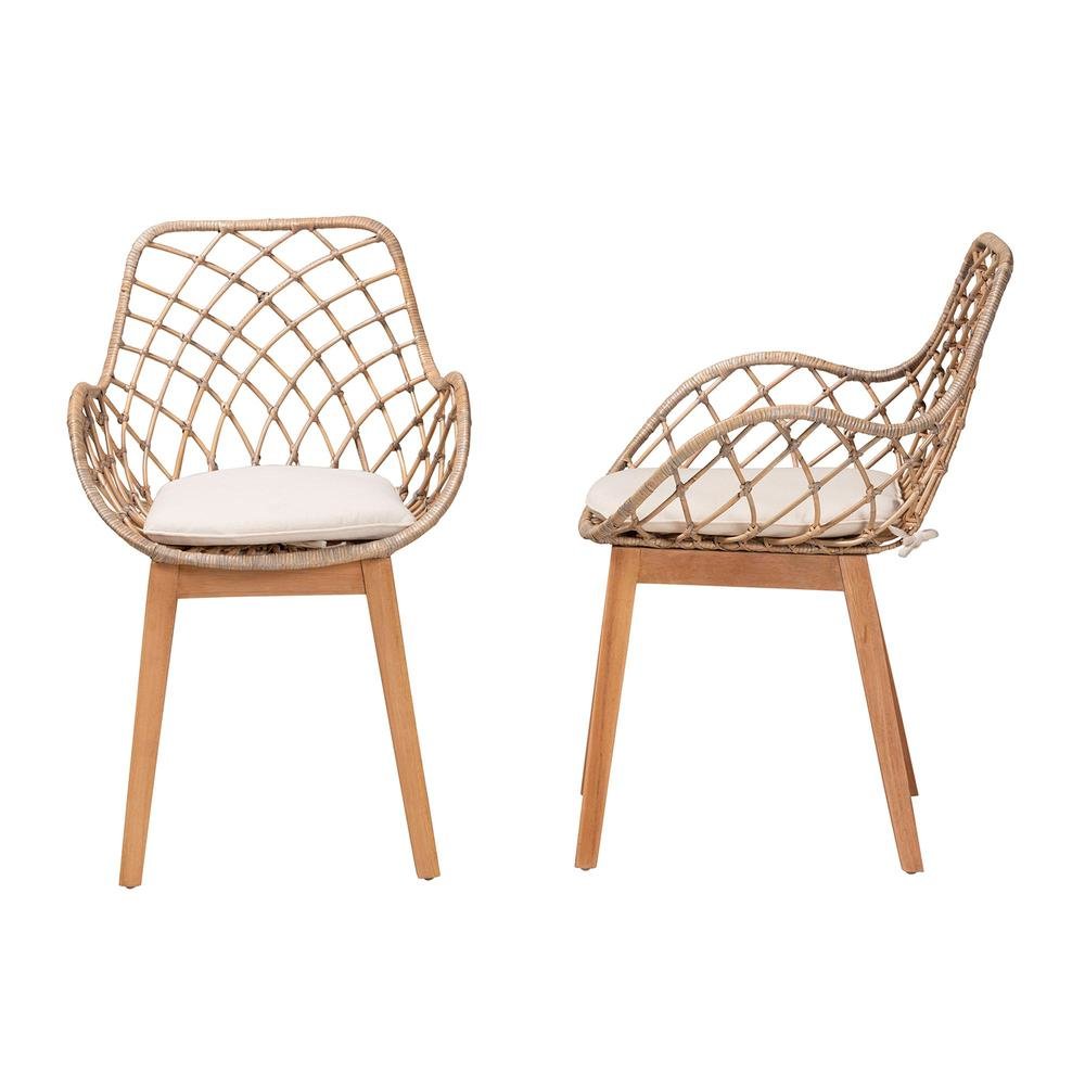 Natural Brown Finished Wood 2-Piece Dining Chair Set. Picture 12