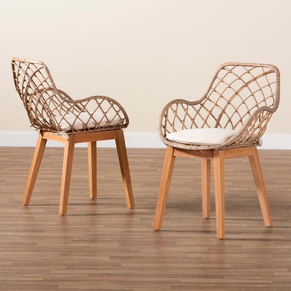 Natural Brown Finished Wood 2-Piece Dining Chair Set. Picture 17
