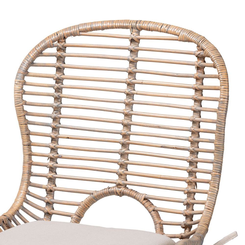 Bohemian Greywashed Rattan and Black Metal 2-Piece Dining Chair Set. Picture 13