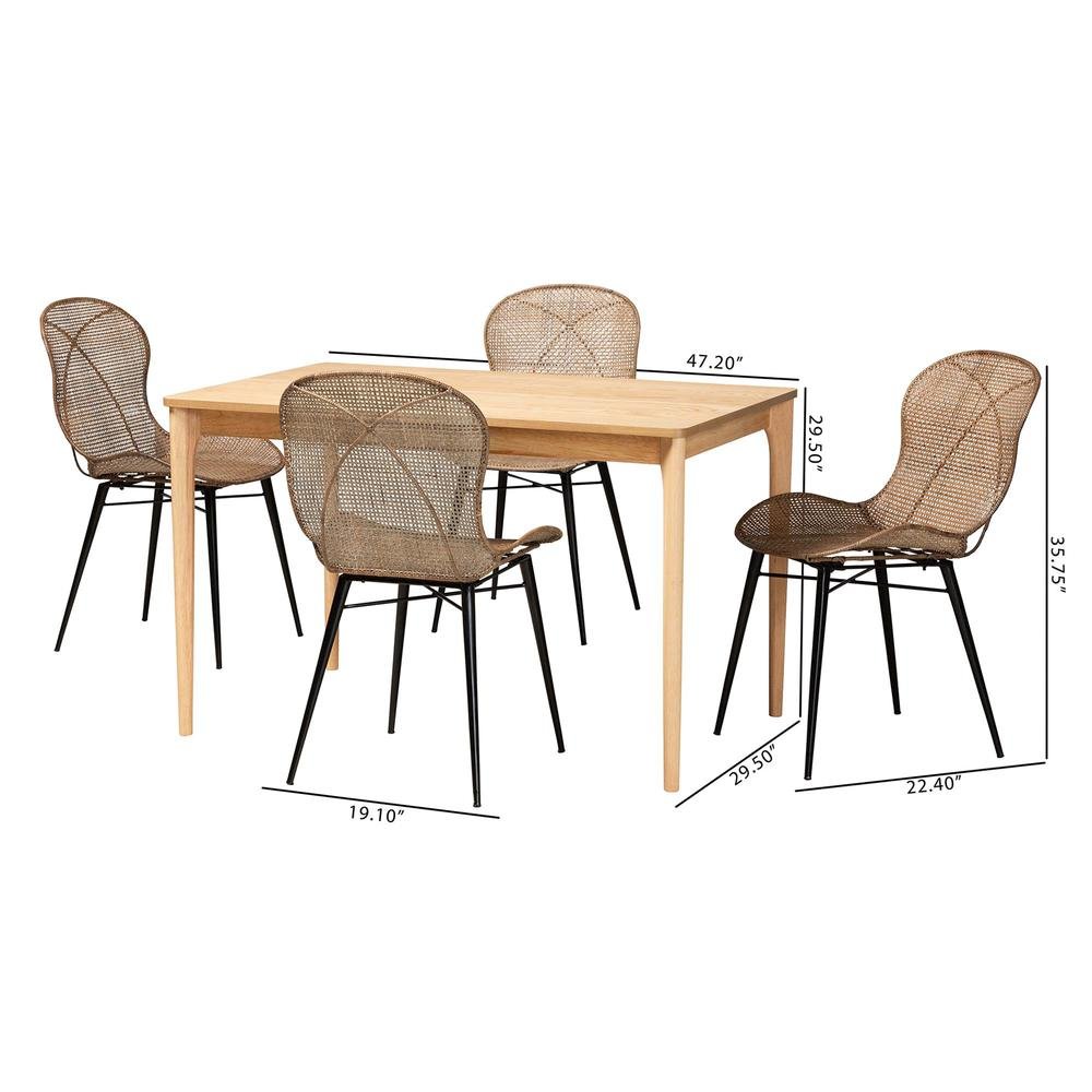 Greywashed Rattan 5-Piece Dining Set. Picture 20
