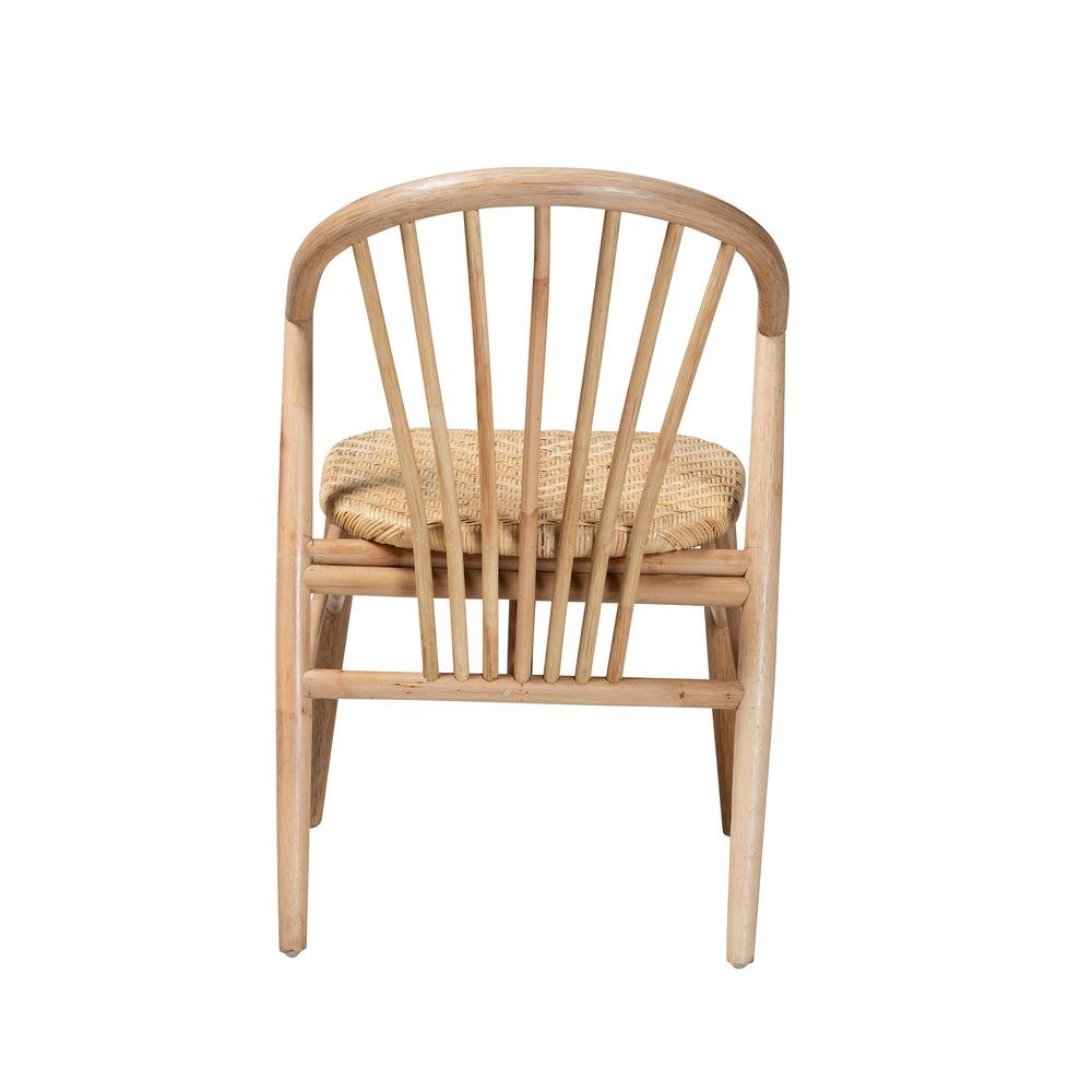 Natural Brown Finished Wood and Rattan Dining Chair. Picture 13