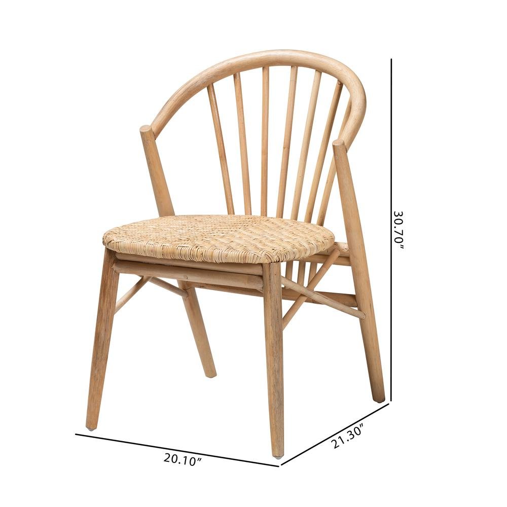 Natural Brown Finished Wood and Rattan Dining Chair. Picture 18