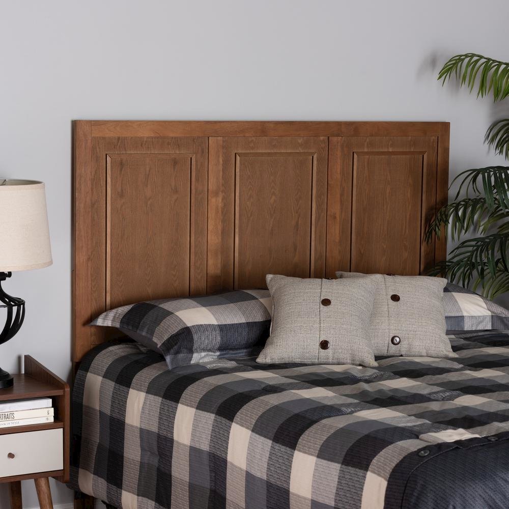 Giordano Classic and Traditional Ash Walnut Finished Wood Full Size Headboard. Picture 15