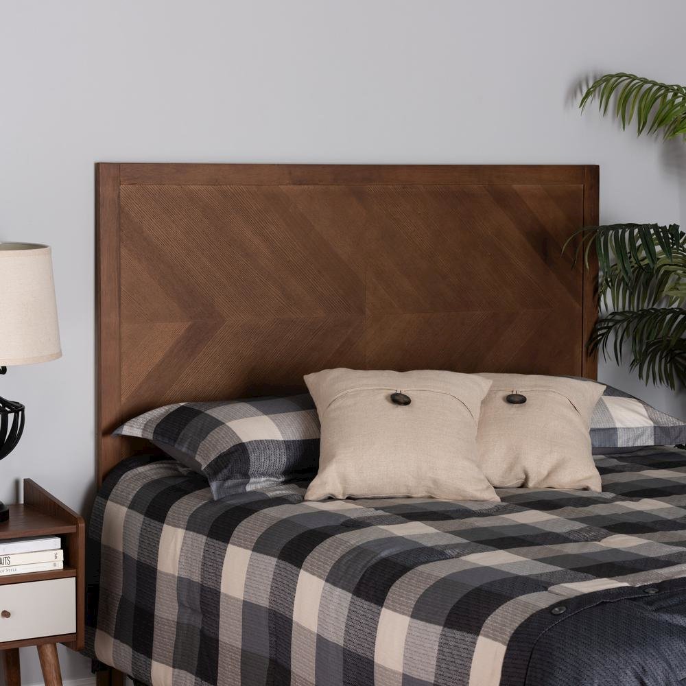 Terrian Classic and Traditional Ash Walnut Finished Wood Queen Size Headboard. Picture 13
