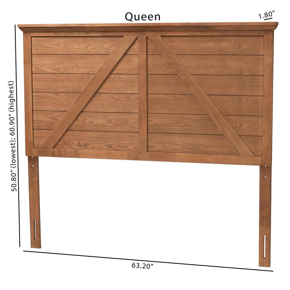Yorick Classic and Traditional Ash Walnut Finished Wood Queen Size Headboard. Picture 15