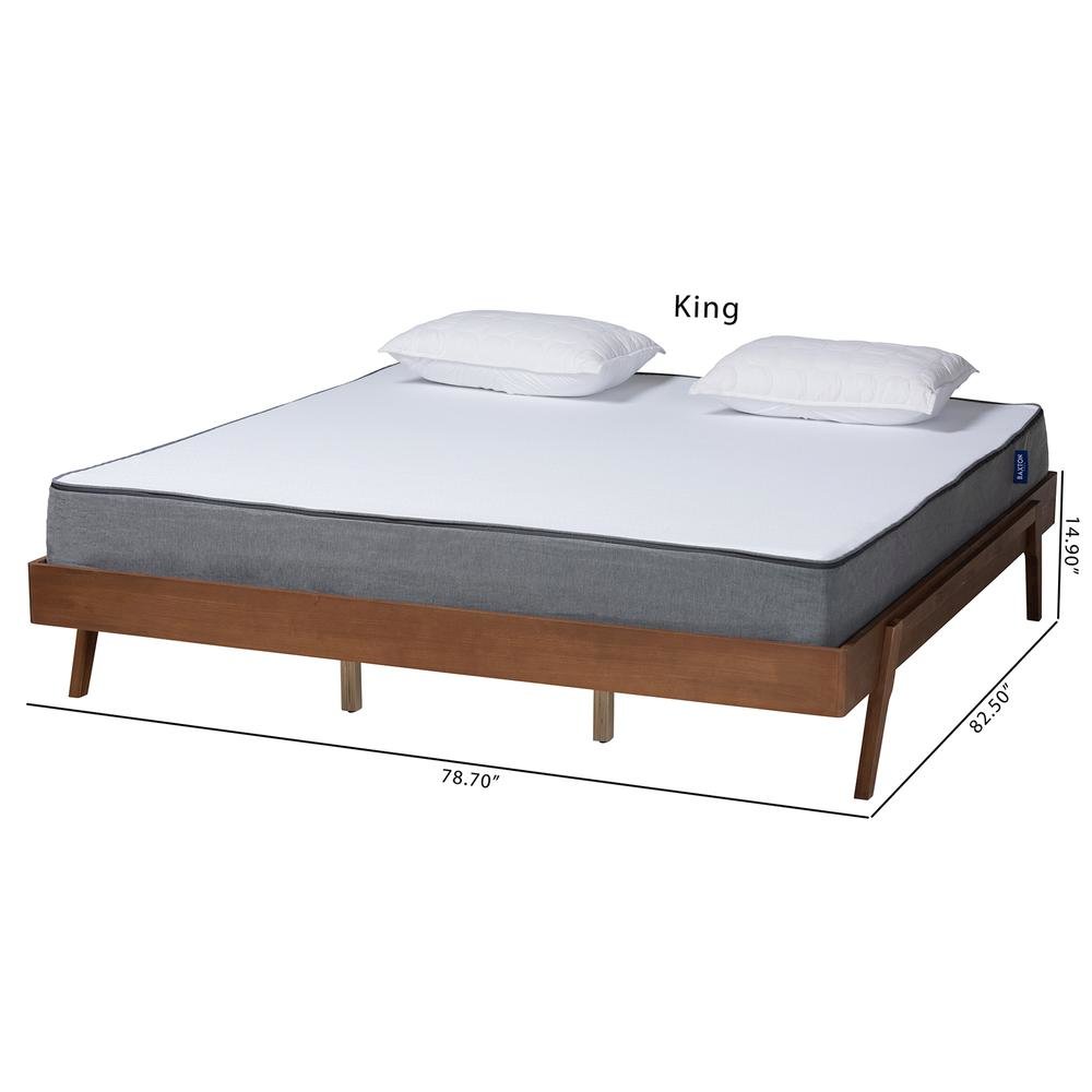 Sarita Mid-Century Modern Ash Walnut Finished Wood Queen Size Bed Frame. Picture 18