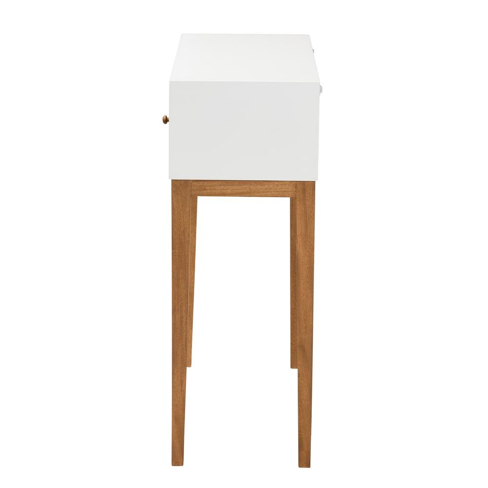 Two-Tone Natural Brown and White Bayur Wood 1-Drawer Console Table. Picture 14