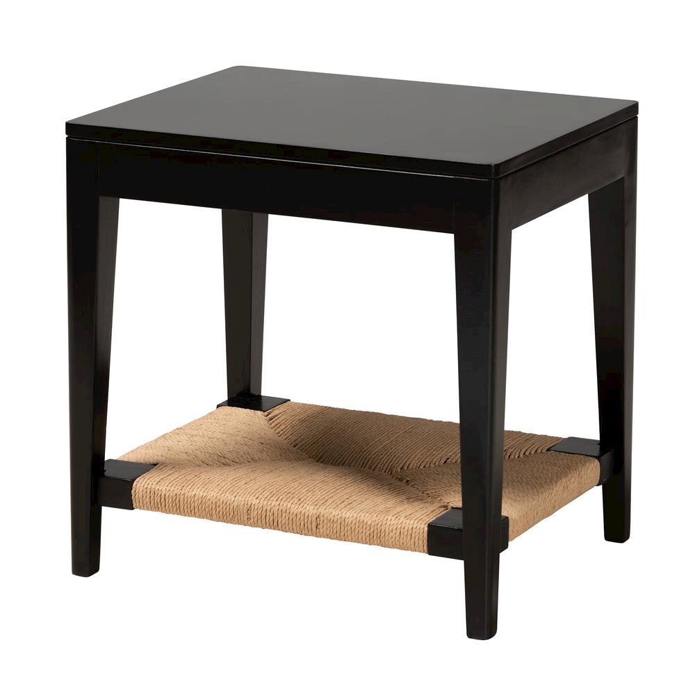 bali & pari Freya Modern Bohemian Black Finished Bayur Wood End Table. Picture 9