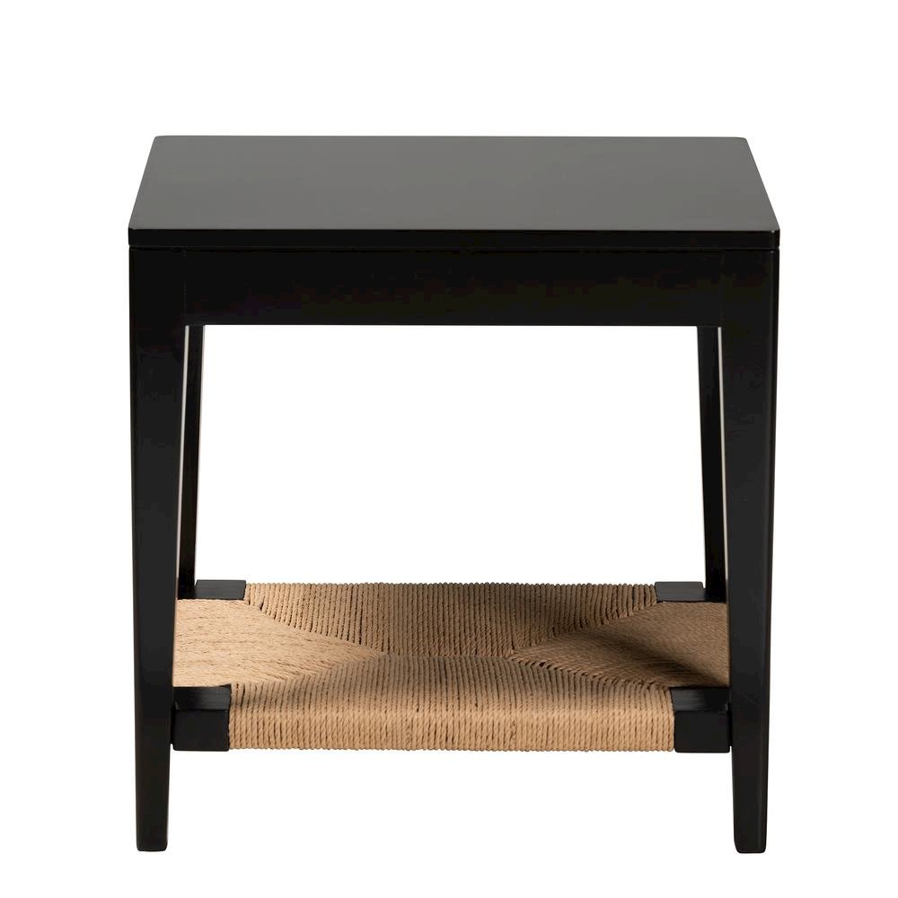 bali & pari Freya Modern Bohemian Black Finished Bayur Wood End Table. Picture 10