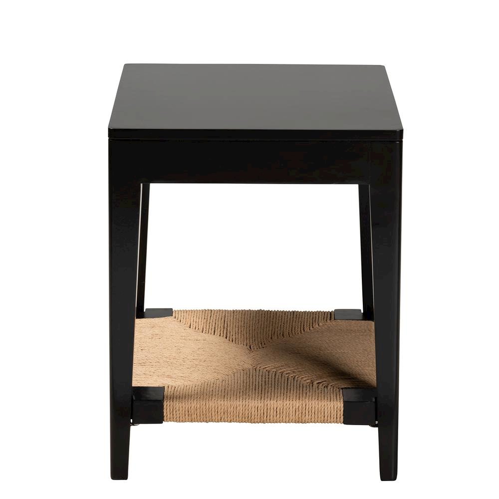bali & pari Freya Modern Bohemian Black Finished Bayur Wood End Table. Picture 11