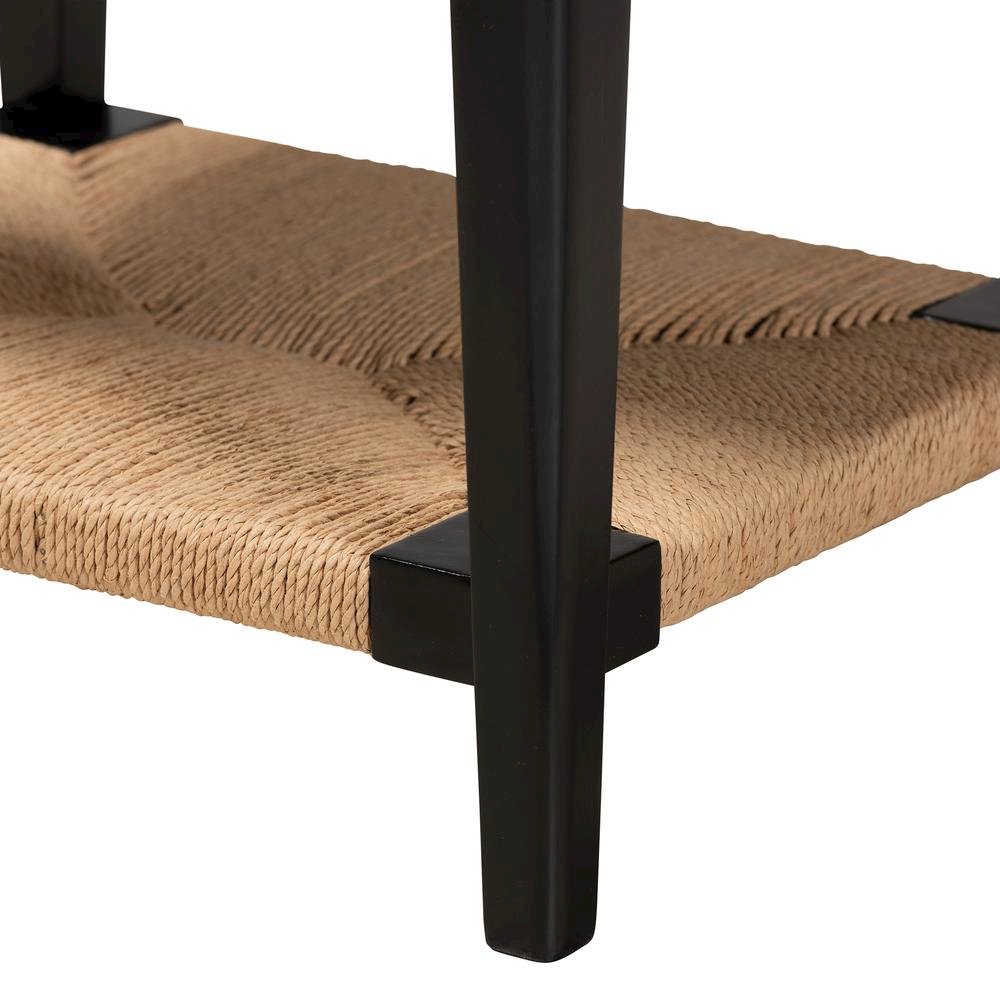 bali & pari Freya Modern Bohemian Black Finished Bayur Wood End Table. Picture 12